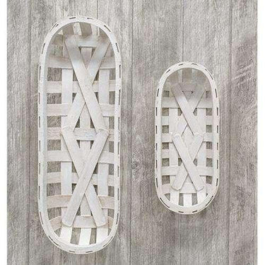 2/Set, Whitewash Oval Tobacco Baskets - The Fox Decor